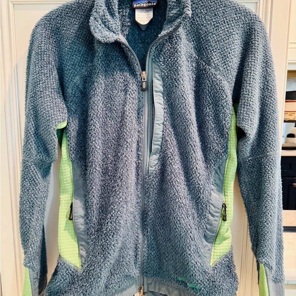 Patagonia Gray and Light Green Fleece Jacket